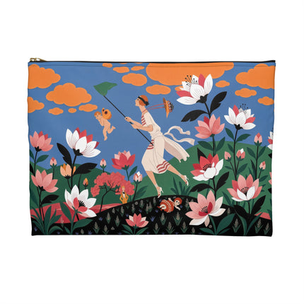 🪁🌺 The Lady Of The Flying Garden Accessory Pouch – Art Deco Floral Fantasy