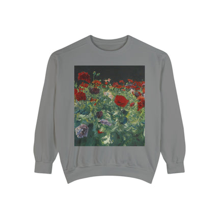 Poppies (A Study of Poppies for Carnation, Lily, Lily, Rose) by John Singer Sargent Unisex Garment-Dyed Sweatshirt