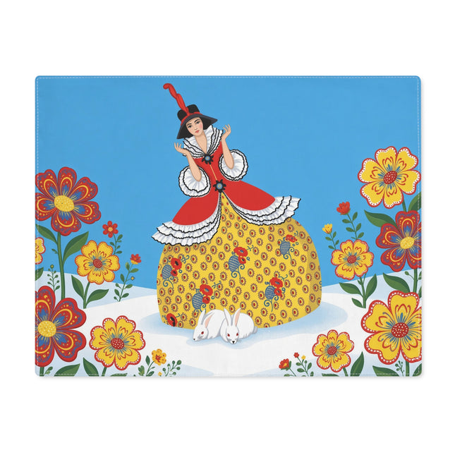 🌼🐇 The Lady Of The Golden Winter Garden Placemat – Art Deco Christmas Whimsy