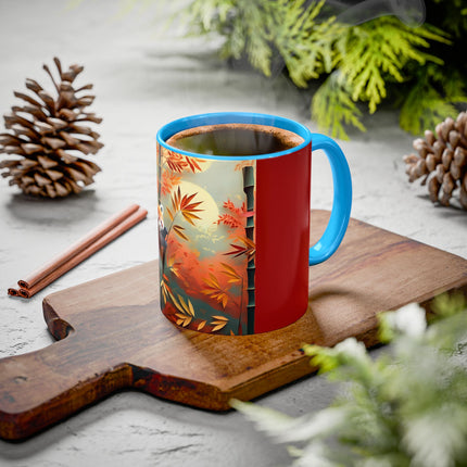 Red Panda at an Autumn Bamboo Grove Colorful Mugs (11oz, 15oz)