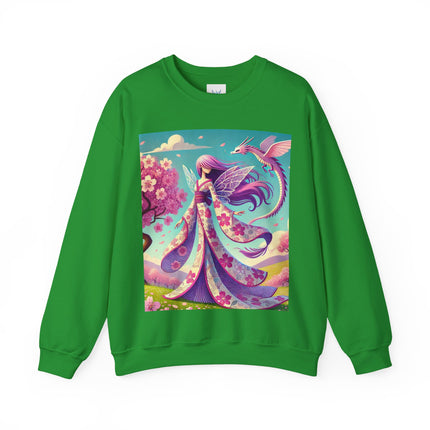 Petals in the Wind: The Kimono Fairy and the Sky Dragon Heavy Blend™ Crewneck Sweatshirt