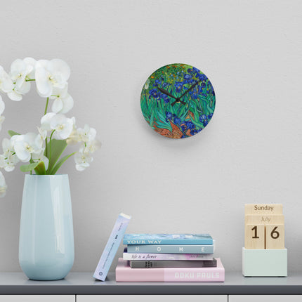 Irises by Vincent Van Gogh Acrylic Wall Clock, Round and Square