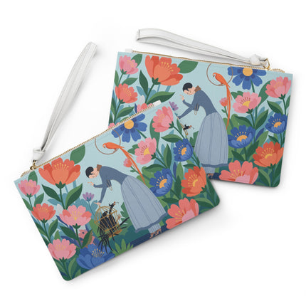 🦜🌺 The Lady Of The Garden Aviary Clutch Bag – Art Deco Floral Whimsy