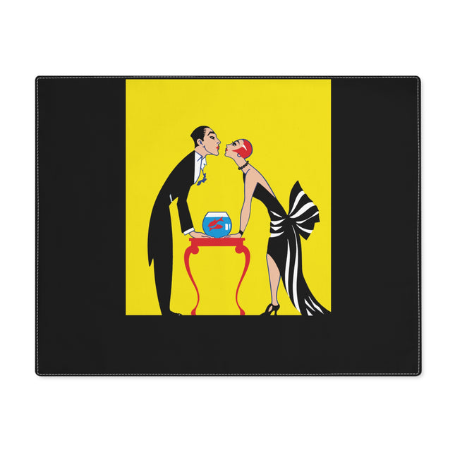 A Moment of Elegance: A Passionate Embrace Amidst Golden Splendor Placemat, 1pc