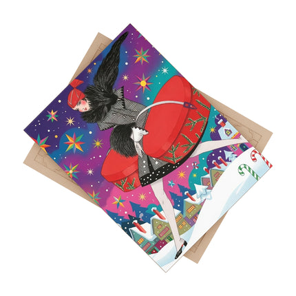 🎁✨ The Lady Of The Christmas Hatbox Ceramic Tile – Art Deco Holiday Adventure