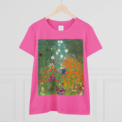 Cottage Garden by Gustav Klimt Women's Midweight Cotton Tee