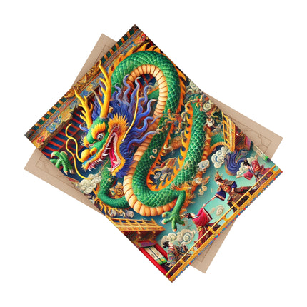 Tibetan Dragon Over Kabuki Duel Ceramic Tile