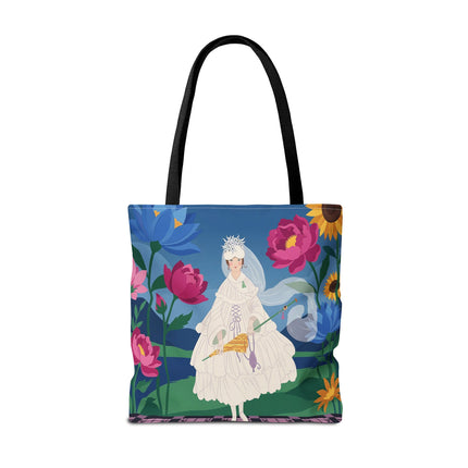🌸👑 The Lady Of The Enchanted Flower Crown Tote Bag – Art Deco Garden Fantasy