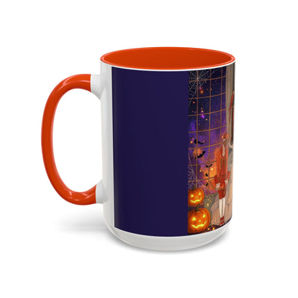 🌙🎃 The Moonlit Parlor Masquerade Colorful Mug – Elegant Halloween Romance