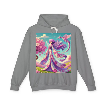 Petals in the Wind: The Kimono Fairy and the Sky Dragon Lightweight Hooded Sweatshirt