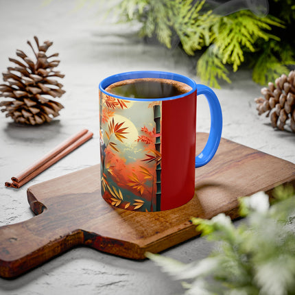 Red Panda at an Autumn Bamboo Grove Colorful Mugs (11oz, 15oz)