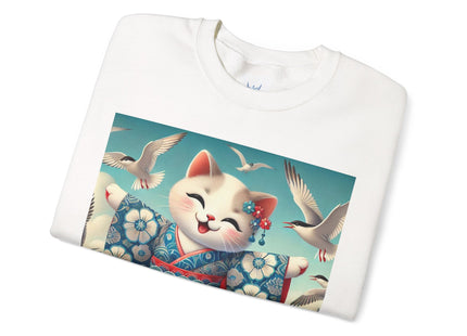 Geisha Kitten by the Seaside Heavy Blend™ Crewneck Sweatshirt