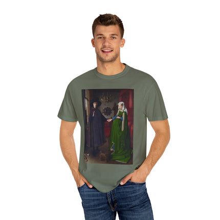 Arnolfini Portrait by Jan Van Eyck Unisex Garment-Dyed T-shirt