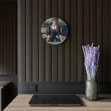 A Bar at the Folies-Bergère by Edouard Manet Acrylic Wall Clock, Round and Square