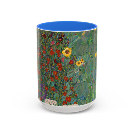 Farm Garden with Sunflowers by Gustav Klimt Colorful Mugs (11oz, 15oz)