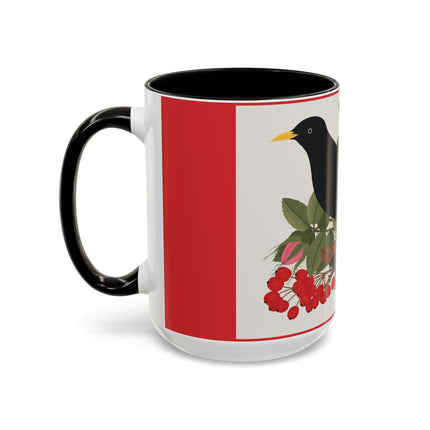 Blackbird & Rose Colorful Mugs – Timeless Elegance & Nature's Harmony