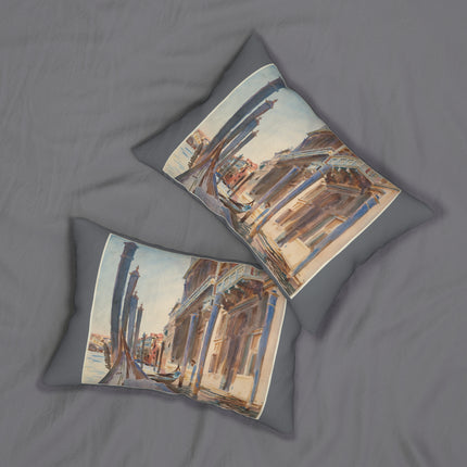 Gondola Moorings on the Grand Canal by John Singer Sargent Spun Polyester Lumbar Pillow