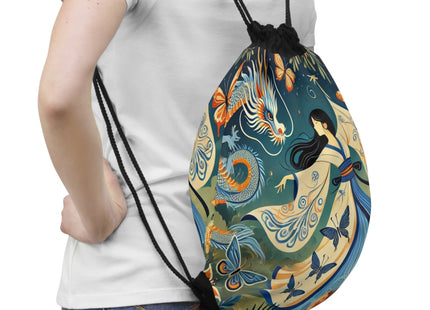 Fairy Waltz in the Butterfly Garden Drawstring Bag