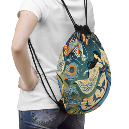 Fairy Waltz in the Butterfly Garden Drawstring Bag