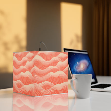 Hues of Orange and Beige Wave Pattern Light Cube Lamp