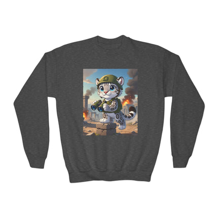 Snow Leopard Lookout Youth Crewneck Sweatshirt – Courage, Curiosity & High-Altitude Adventure