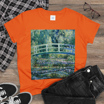 Water Lilies and Japanese Bridge by Claude Monet Women's Midweight Cotton Tee