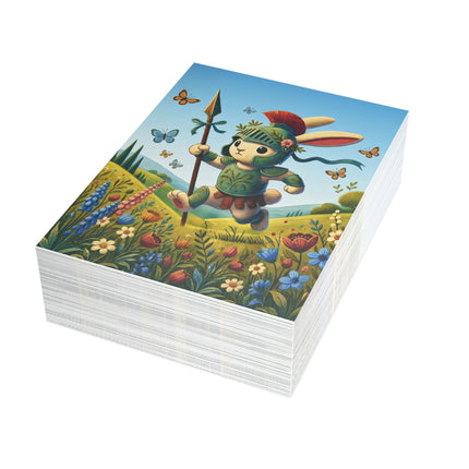 🐇🛡️ The Little Meadow Knight Greeting Card – Whimsical Animal Adventure