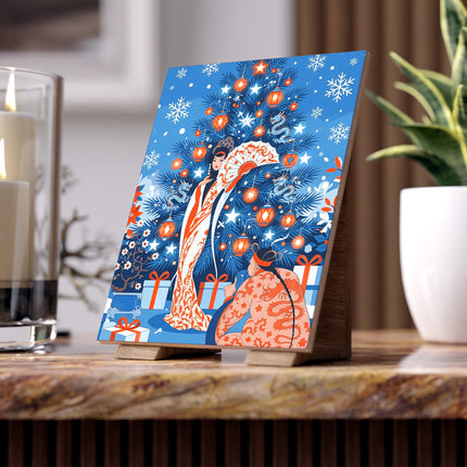 🏮❄️ The Winter Lantern Celebration Ceramic Tile – Art Deco Asian Christmas Elegance