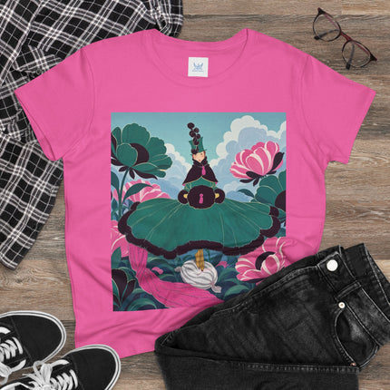💚🌸 The Emerald Blossom Enchantress Cotton Tee – Art Deco Floral Fantasy
