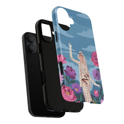 🌺👒 The Grand Flower Promenade Phone Case – Art Deco Fashion Illustration
