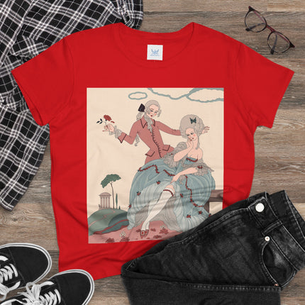 🌹🎀 The Rose Garden Courtship Cotton Tee – Art Deco Romantic Fashion