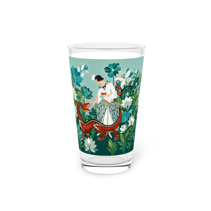 🐉🌿 The Dragon Keeper Pint Glass – Art Deco Floral Fantasy