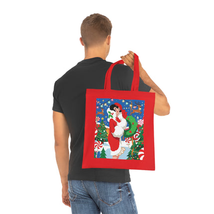 🍬🎄 The Lady Of The Peppermint Christmas Garden Cotton Tote Bag – Art Deco Holiday Fantasy