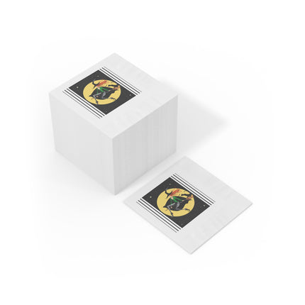 A Witch’s Moonlit Flight White Coined Napkins