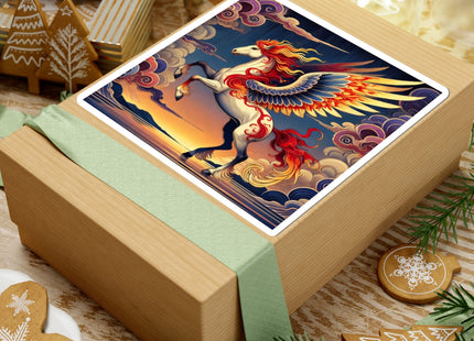 Flame-Winged Horse at Sunset Kiss-Cut Stickers (4 Sizes)