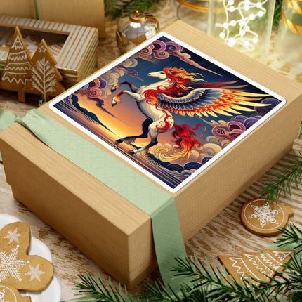 Flame-Winged Horse at Sunset Kiss-Cut Stickers (4 Sizes)