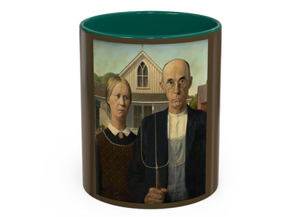 American Gothic by Grant Wood Colorful Mugs (11oz, 15oz)