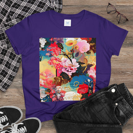 Women's Ethereal Irises Print Midweight Cotton Tee
