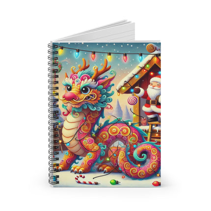 Playful Dragon's Christmas Spiral Notebook - Ruled Line