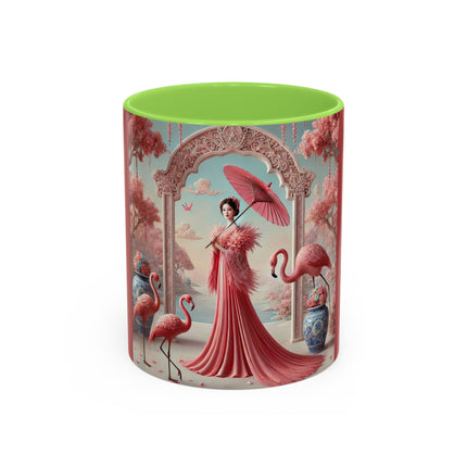 Petals, Porcelain, and Flamingos Colorful Mugs (11oz, 15oz)