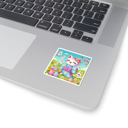 Springtime Kitten’s Easter Joy Kiss-Cut Stickers (4 Sizes)