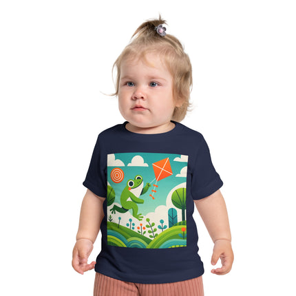 Young Frog’s Kite Adventure Baby T-Shirt – A Sky Full of Play