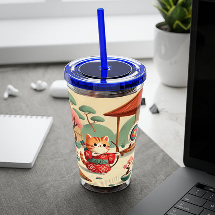 Archer Kitten in the Zen Garden Sunsplash Tumbler with Straw, 16oz
