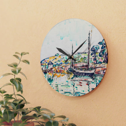 Concarneau by Paul Signac Acrylic Wall Clock, Round and Square