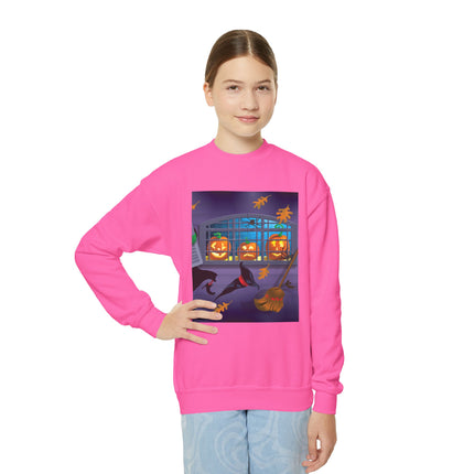 Whimsical Halloween Mischief Youth Crewneck Sweatshirt