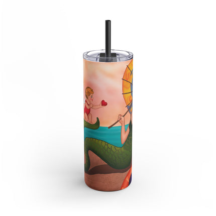 Mermaid with Parasol and Cupid by George Barbier Skinny Matte Tumbler, 20oz