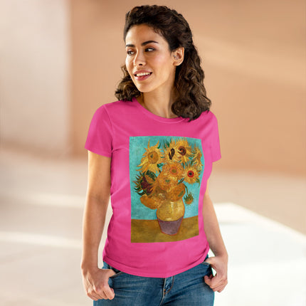 Vase with Twelve Sunflowers by Vincent van Gogh Women's Midweight Cotton Tee