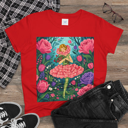 🌹🩰 The Rose Garden Dancer Cotton Tee – Art Deco Floral Whimsy