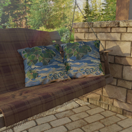 Lake with Pine Branch (Baltic Sea) by Oskar Moll Outdoor Pillows