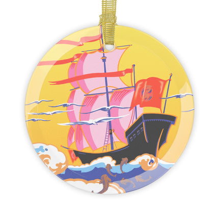 Golden Seas and Whimsical Dreams Glass Ornament